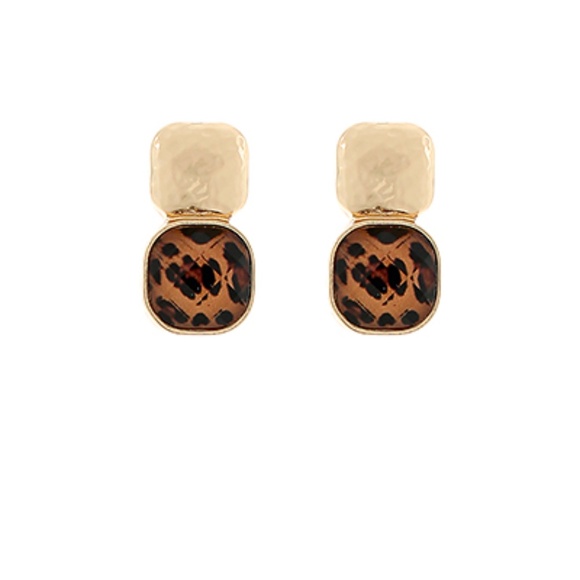 Leopard Faceted Stone Stud Earrings - Picture 1 of 1